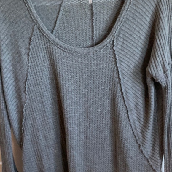 Free People. Dark Gray Thermal tunic.  Scoop neck.  XS - Picture 3 of 5